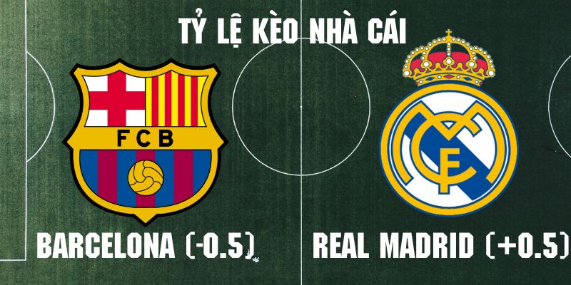 Ví dụ cách đọc tỷ lệ kèo nhà cái cho Barcelona( -0.5) và Real Madrid (+0.5) 